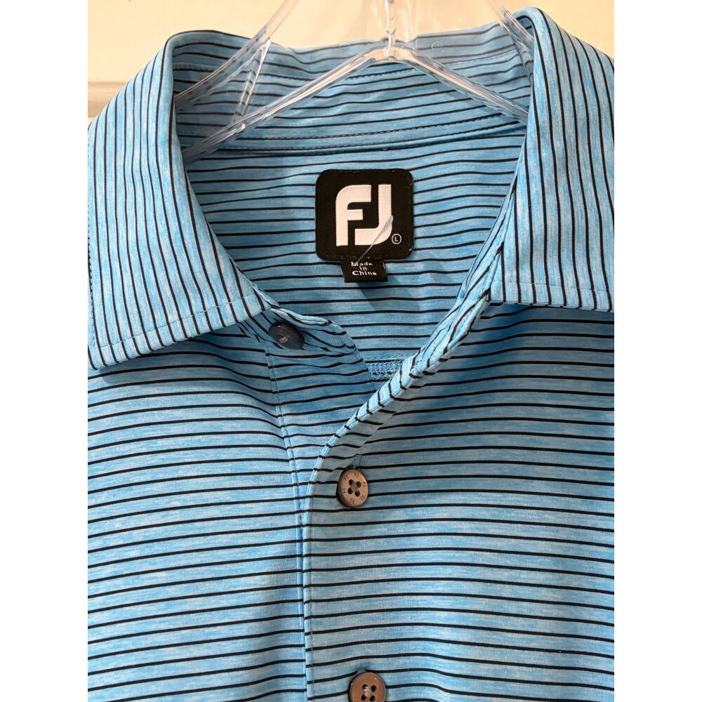 FootJoy Blue Striped Polo Shirt Men’s Size L Golf Performance